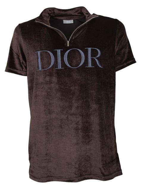 velvet dior t shirt|Dior Logo Embroidered Velvet T.